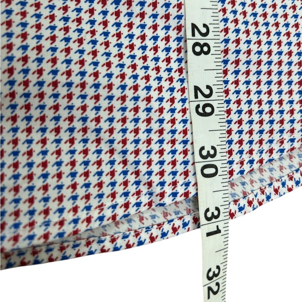 ROBERT GRAHAM NWT Breen Geometric Flip Cuff Button Down Shirt L‎ White Red Blue - Picture 12 of 13